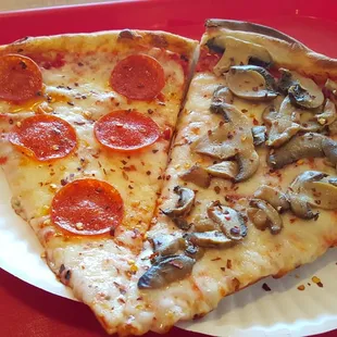 Slice of pepperoni and mushroom