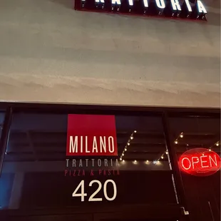 the entrance to the restaurant