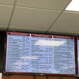 menus and prices