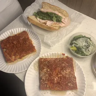 Pizza, turkey sandwich &amp; broccoli rabe