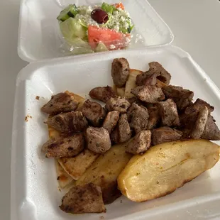 Souvlaki Platter with Greek Potatos
