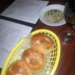 Bread and garlic olive oil