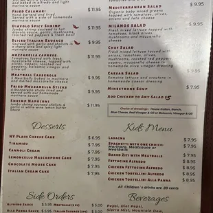 Appetizers/Salads/Deserts/Side Orders/Kids Menu/Beverage 04/04/2024