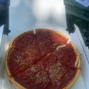 Chicago style deep dish cheese pizza