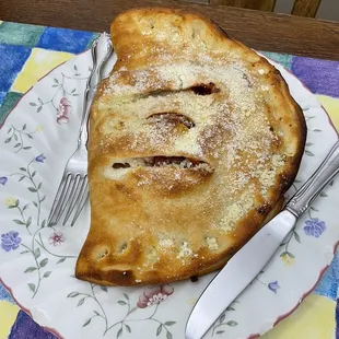 Meatball Calzone - shown for size - it takes up a full size 9&quot; dinner plate!