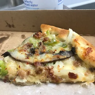 Mushroom Pizza add bacon . Soo good. I ate it all alone lol