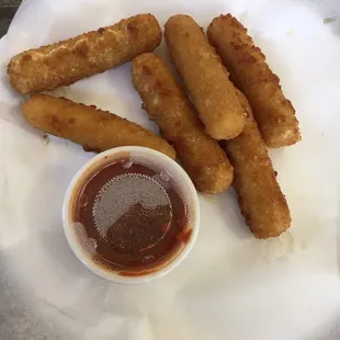 I&apos;m sure the cheese sticks are frozen premade.