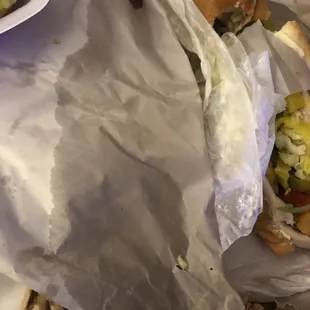 It looked like the sandwich was dropped in a puddle, you can see how wet the paper is!