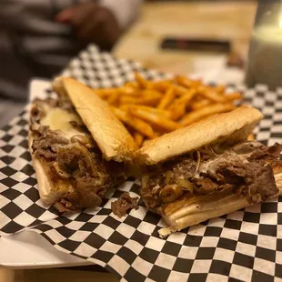 Philly cheesesteak with french fries