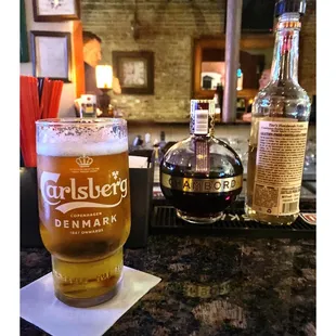 Cold Carlsberg Beer @ Milano&apos;s Restaurant &amp; Bar.(N Milwaukee/N Pulaski Rd Area) Great Decorated Place Nice Bartenders Good Food.Cool!