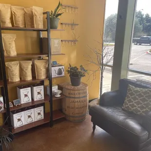 Seating Area and Available Products for Sale