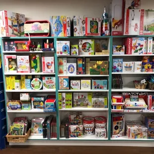 Toys for toddlers through eight years old. I have purchased many toys from this shelf