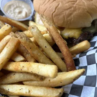 smash burger and fries