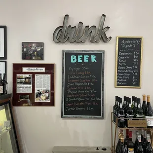 a wall of wine bottles