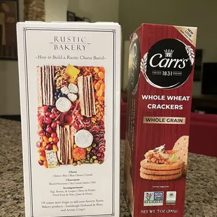 a box of crackers and a package of crackers