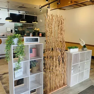 a kitchen and a living room