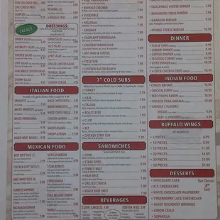 menu