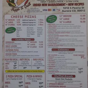 menu