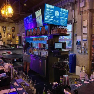a bar with neon lights