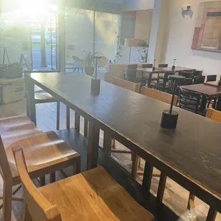 Large tables for wine tastings.