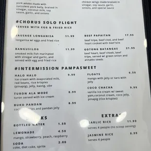 Food Menu Price