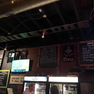 Milestone Bar overhead sign!