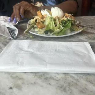 My dates salad. There&apos;s an up charge for the croutons and egg.