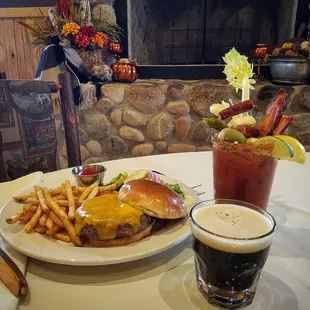 Enjoy a Pub Burger &amp; Fries with a Blood Mary &amp; Chaser at Milford Hills!