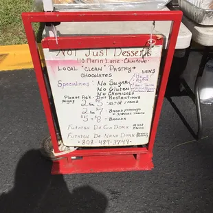 Not Just Desserts menu