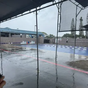 Once it storms/thunder, practice is over. Luckily it was the end of swim lessons.