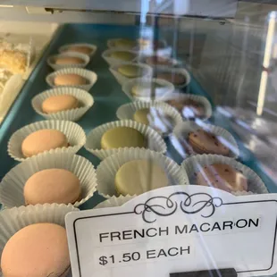 a display of french macarons