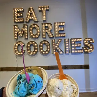 [Left] Cookie monster with lemon blueberry cookie [Right]  Browned buttered toffee