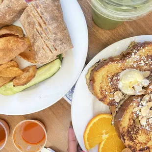 Orange French Toast, Spicy Jerk Chicken Wrap &amp; Iced Matcha Latte