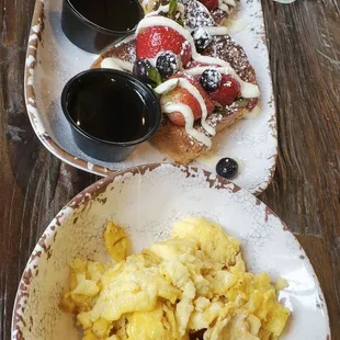 Rum chata french toast n side of scrambled eggs