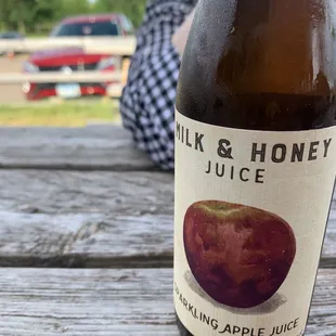 a bottle of apple juice