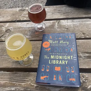 Ciders and a book outside -- a great way to spend an afternoon.