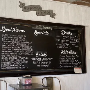 Side menu board with kids menu