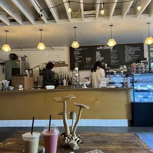 Iced vanilla latte and Strawberry and Banana Smoothie