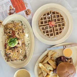 two plates of food on a table