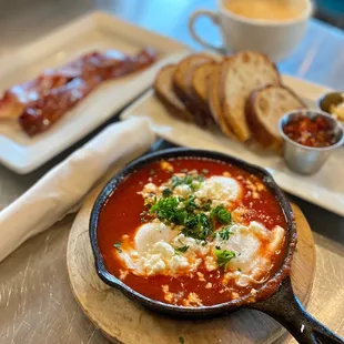 Shakshuka $14, side of bacon $3 | @allthenummies