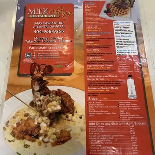 Front of the menu