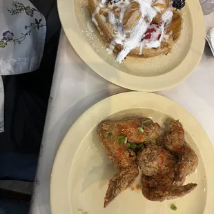 Wings and Peach Waffles