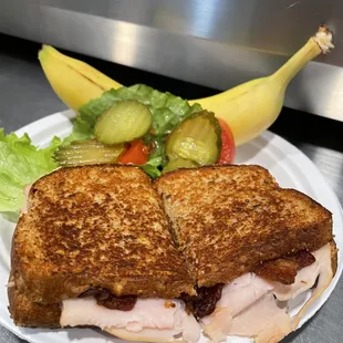 Delicious deli Grilled sandwiches. Choice of Turkey, ham or roast beef. Add bacon to make it a Club!