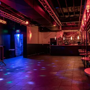 a bar with neon lights