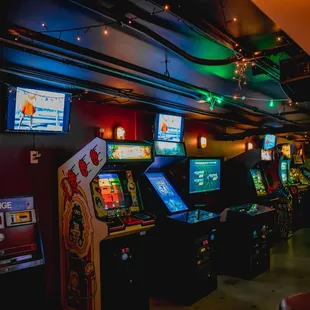 a row of arcade machines