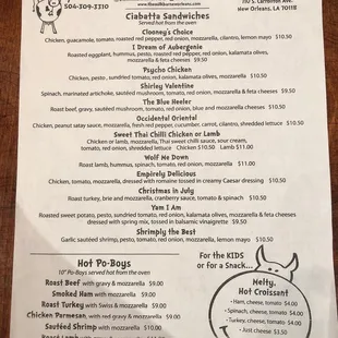 menu