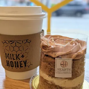 Delicious cake from Hearth Cle and coffee!