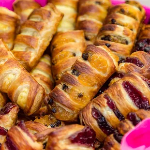 a basket of croissants