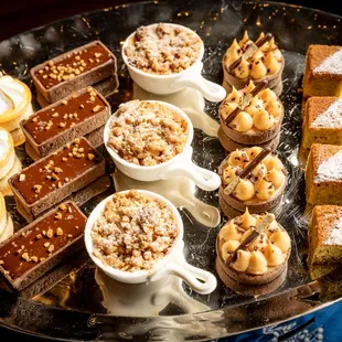 a platter of desserts