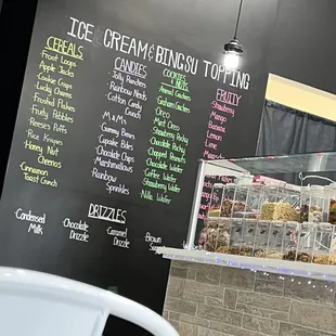 a menu on a chalkboard